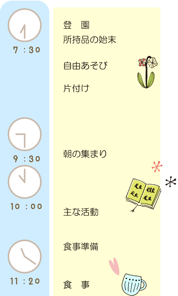 一日のスケジュール（3〜5歳児）