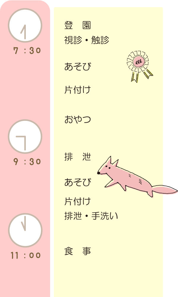 一日のスケジュール（0〜2歳児）